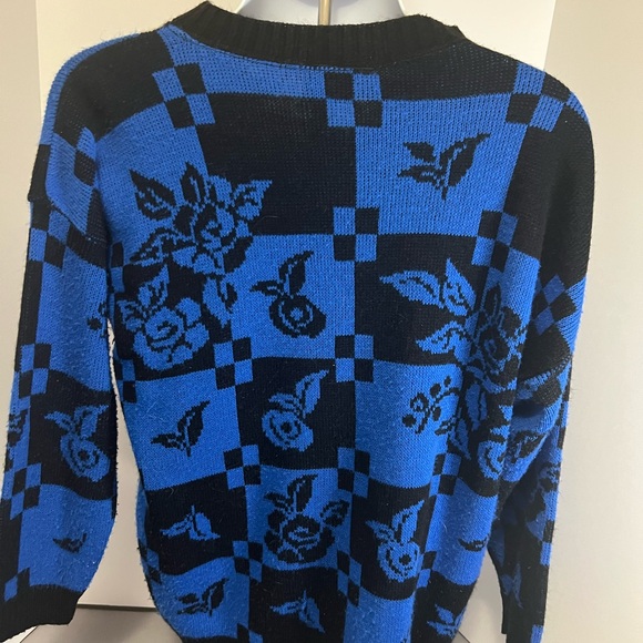Vtg Classic Essentials Woman’s Blue&Black Checkered Sweatshirt Sz 20w Grannycore - Picture 3 of 8